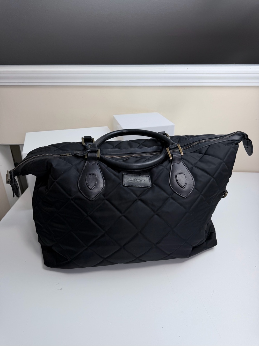 Barbour Weekender Unisex Tote Bag Duffel Black NO Long Strap - Picture 11 of 12
